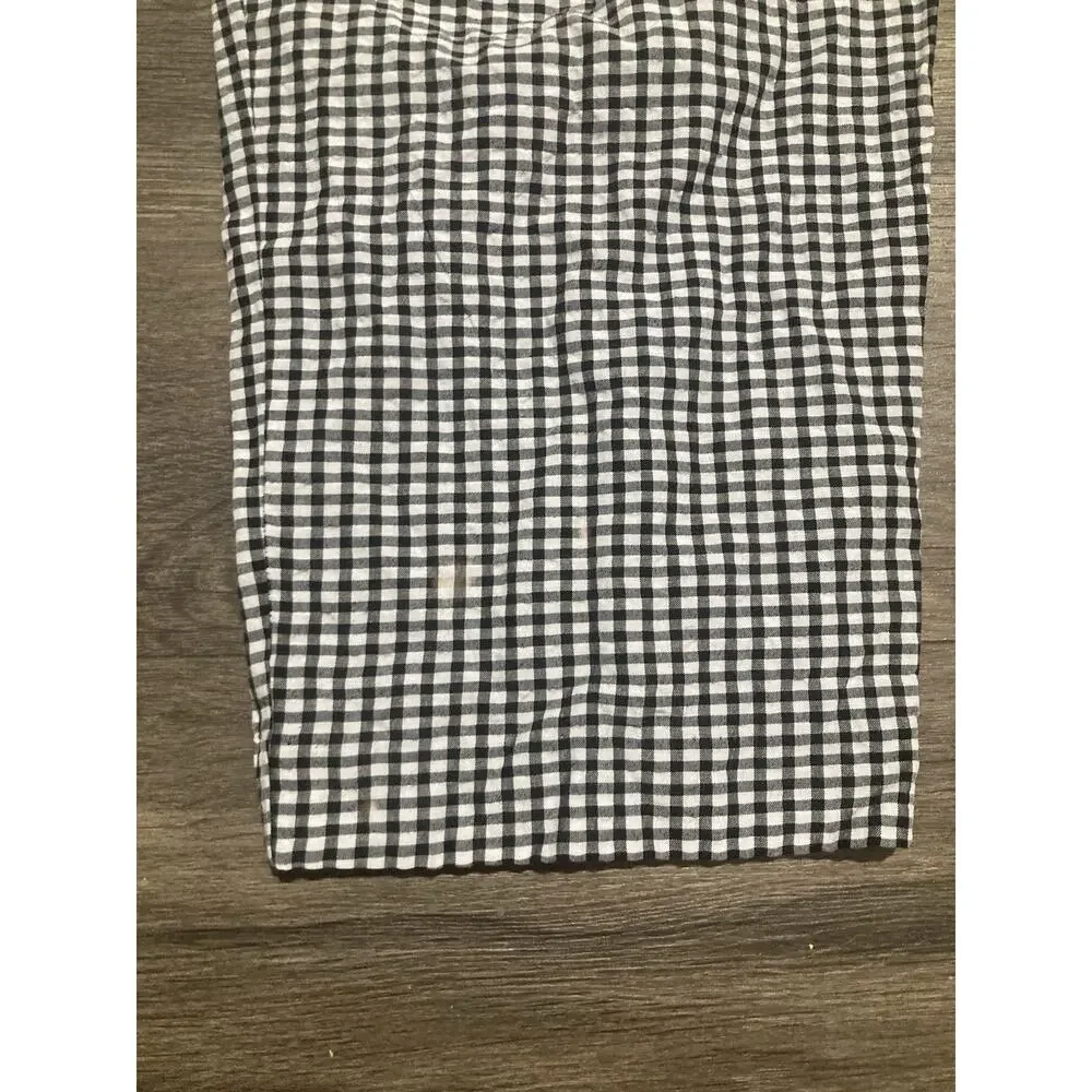 Free People Pants Womens Size 6 Black White Plaid Tie Waist High Waisted Gingham